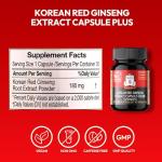 Korean Red Ginseng Extract Capsule Plus - All-in-One Vegan Supplements - Energy Boost & Immune Support, Caffeine Free & Non-GMO (600mg, 30 Capsules)