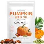 Pumpkin Seed Oil with Saw Palmetto, 1000mg per Serving, 300 Softgels – Cold Pressed Pumpkin Seed Oil Capsules for Hair, Prostate, Urinary & Bladder Health – Non-GMO, Gluten-Free, Pure & Natural