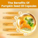 VivoNu Pumpkin Seed Oil with Saw Palmetto Capsules | Cold Pressed, Pure Virgin Oil, Essential Fatty Acids & Phytosterols | 300 SoftgelsSupports Hair, Urinary, Bladder & Prostate Health | Non-GMO