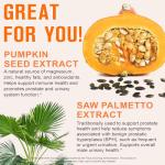 Pumpkin Seed Oil with Saw Palmetto, 1000mg per Serving, 300 Softgels – Cold Pressed Pumpkin Seed Oil Capsules for Hair, Prostate, Urinary & Bladder Health – Non-GMO, Gluten-Free, Pure & Natural