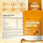 VivoNu Pumpkin Seed Oil with Saw Palmetto Capsules | Cold Pressed, Pure Virgin Oil, Essential Fatty Acids & Phytosterols | 300 SoftgelsSupports Hair, Urinary, Bladder & Prostate Health | Non-GMO