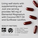 Sports Research® Magnesium Glycinate - Supports Restful Sleep & Enzymatic Processes - 160 mg Chelated Magnesium - Liquid Softgel - 60 Count