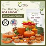 Organic Way Whole Milk Thistle Seeds (Silybum marianum) - Herbal Tea | European Wild-Harvest, Organic & Kosher Certified, Vegan, Non GMO & Gluten Free, USDA Certified, Origin - Albania (16 Oz)