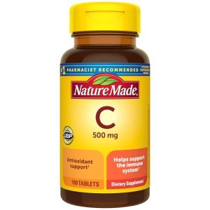 Nature Made Vitamin C 500 mg Tablets, Dietary Supplement, Vitamin C for Immune Support, 100 Tablets, 100 Day Supply
