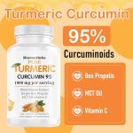 Biorootlabs Turmeric Curcumin | Pure Turmeric Curcumin Supplement 1000mg | 95% Curcuminoids with Bee Propolis, Ginger, MCT Oil, Fat Soluble Vitamin C, & Black Pepper 120 Capsules (1)