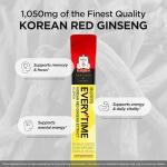 JUNG KWAN JANG Everytime Korean Red Ginseng Extract 1,050mg & Lemon - Vegan Energy Drink Liquid Stick Supplements - Builds Stamina & Immunity, Non-GMO (10 Sticks, 0.34 fl oz)