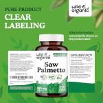 Wild & Organic Saw Palmetto Capsules 500 mg - Urinary Tract Support for Men & Women - Pure Saw Palmetto Supplement - Serenoa Repens Berries - 120 Days of Supply - Vegan, Non-GMO - 120 Count