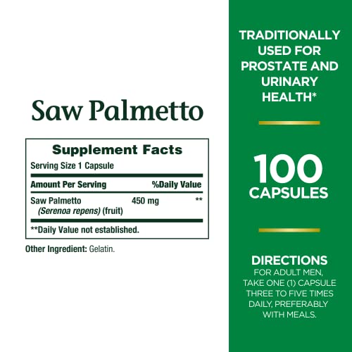 Nature's Bounty Saw Palmetto 450 mg 100 Capsules