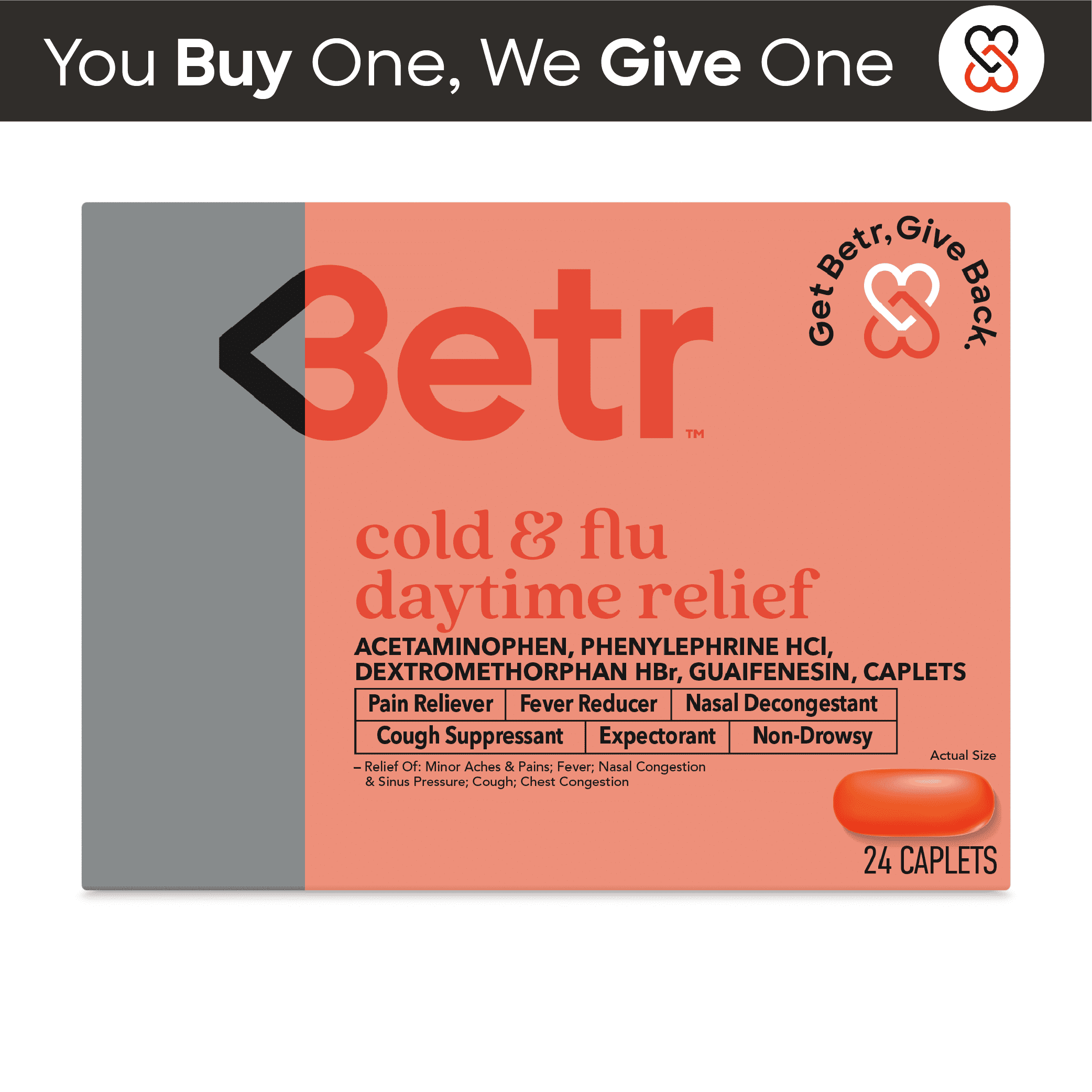 24 Tablets BETR Daytime Cold & Flu Relief