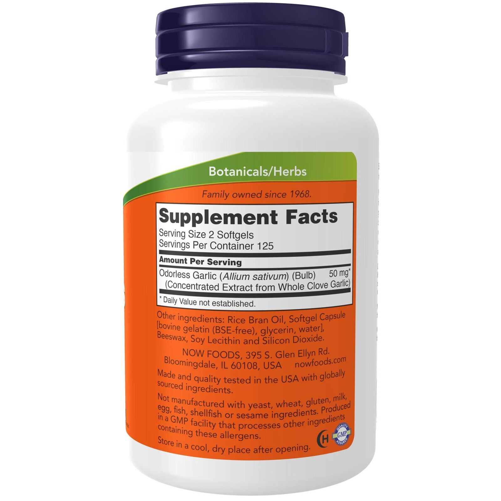 NOW Odorless Garlic Concentrated Extract Capsules (250)