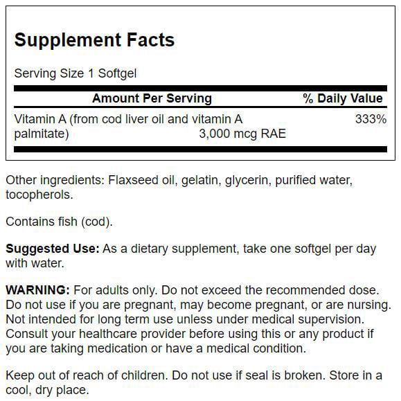 Swanson, Vitamin A 10,000 IU, 250 Weichkapseln