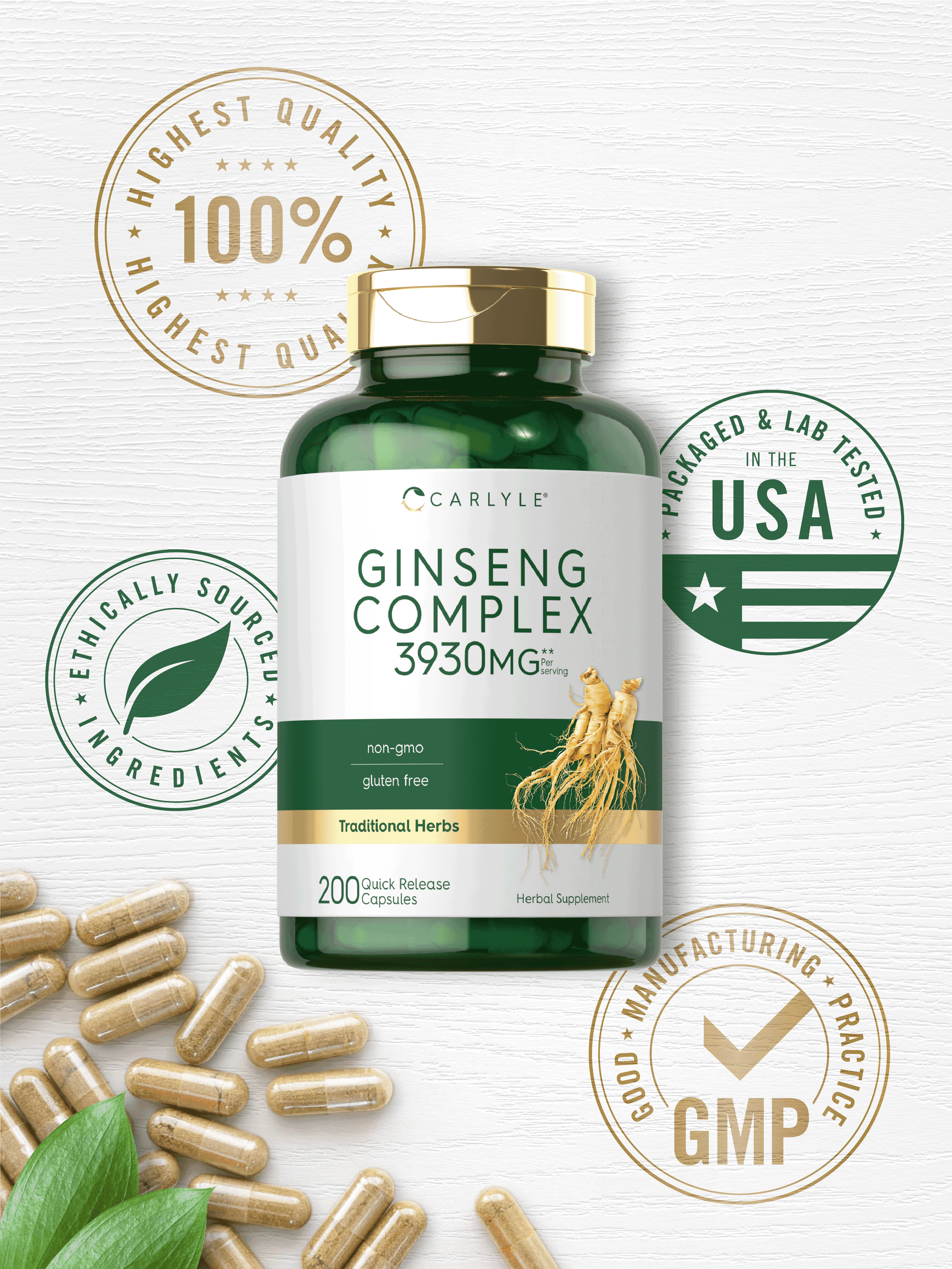 Ginseng Extract Complex | 200 Capsules | Non-GMO