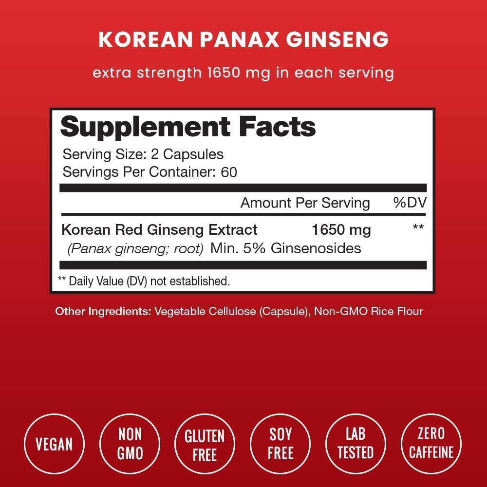 120 Vegan Capsules of NutraChamps Red Ginseng