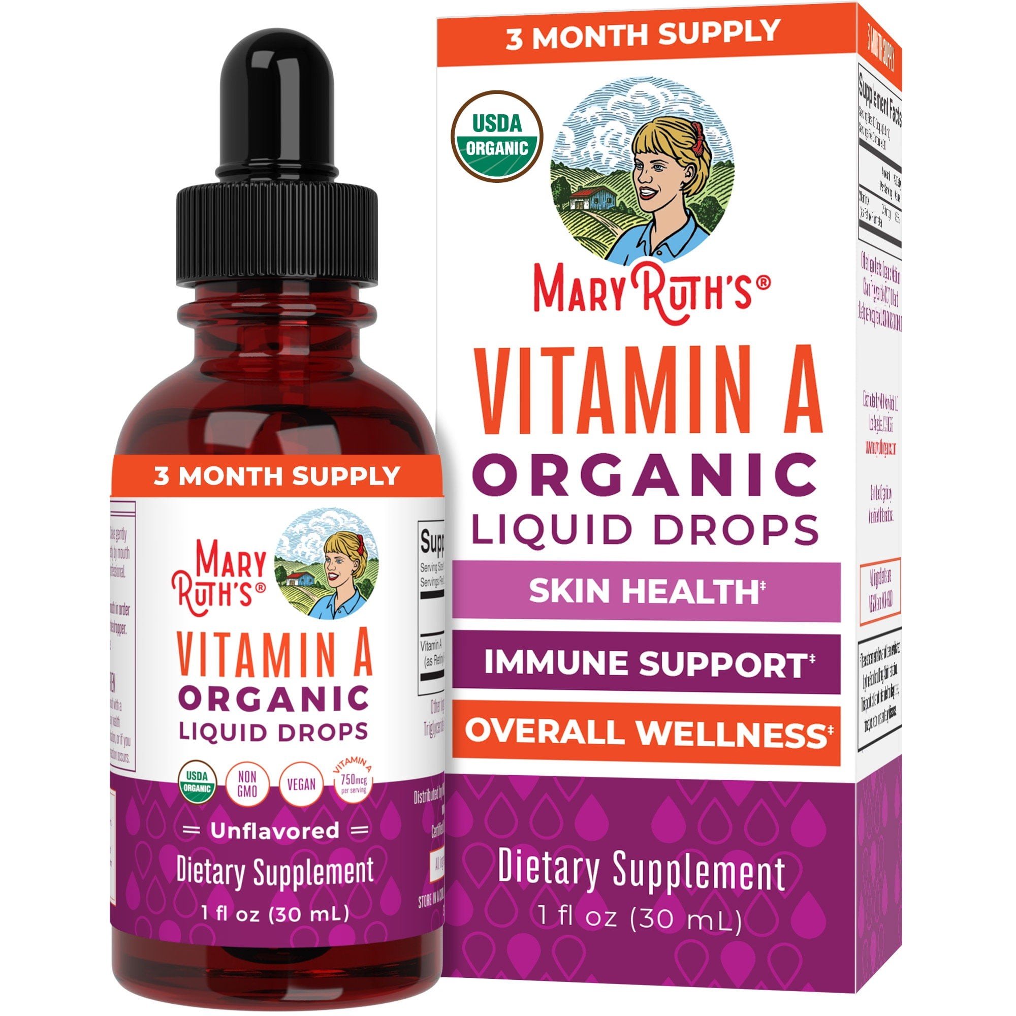 MaryRuth's Organic Vitamin A Drops | Immune & Eye Health