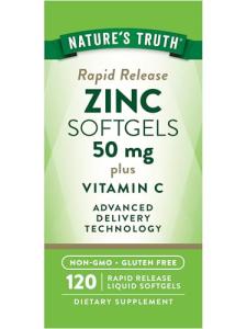 Nature's Truth Zinc with Vitamin C | 50mg | 120 Softgels | Non-GMO & Gluten Free Supplement