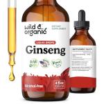 Wild & Organic Korean Panax Ginseng Extract Liquid - Red Ginseng Root Supplement for Overall Well-Being - Immune Support Drops - Vegan, Sugar & Alcohol-Free Tincture - 4 fl oz