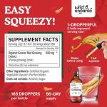 Wild & Organic Korean Panax Ginseng Extract Liquid - Red Ginseng Root Supplement for Overall Well-Being - Immune Support Drops - Vegan, Sugar & Alcohol-Free Tincture - 4 fl oz