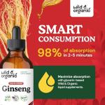 Wild & Organic Korean Panax Ginseng Extract Liquid - Red Ginseng Root Supplement for Overall Well-Being - Immune Support Drops - Vegan, Sugar & Alcohol-Free Tincture - 4 fl oz