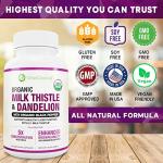 Max Absorption USDA Organic Milk Thistle Potent 5:1 Concentrated Extract (2000mg Strength) & Organic Dandelion Root | Silymarin Antioxidant Flavonoid | Liver Support Supplement (60 Count (Pack of 1))