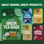 FGO Organic Green Tea, 100 Count Eco-Conscious Tea Bags, Caffeinated, Resealable Pouch, Packaging May Vary (Pack of 1)