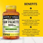 MASON NATURAL Saw Palmetto 500 mg, Supports Prostate Health & Urinary Function, 90 Capsules