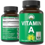 Certified Organic Vitamin A 5000 IU Supplement Capsules High Potency Vitamins. for Adults, Men, Women, Kids. Made with Organic Carrot Juice. Great for Immune, Skin, Eye Support. Non GMO, Vegan Pills