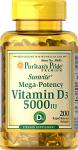 Puritan's Pride Vitamin D3 5000 IU Soft Gels, 0.3 Ounce