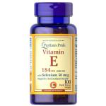 Puritan's Pride Vitamin E 184mg (400 IU) with Selenium 50mcg, Vitamin Supplement For Immune System and Antioxidant Health Support, 3 Month Supply, 100 Rapid Release Softgels