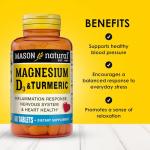 MASON NATURAL Magnesium & Vitamin D3 with Turmeric, 60 Day Supply Dietary Supplement with 500 mg Magnesium, 3000 IU Vitamin D3, and 150 mg Turmeric