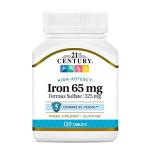 21st Century Iron 65 mg Ferrous Sulfate 325 mg Tablets, 120 Count