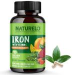NATURELO Vegan Iron Supplement with Vitamin C and Organic Whole Foods - Gentle Iron Pills for Women & Men with Iron Deficiency Including Pregnancy, Anemia and Vegan Diets - 90 Mini Capsules