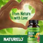 NATURELO Vegan Iron Supplement with Vitamin C and Organic Whole Foods - Gentle Iron Pills for Women & Men with Iron Deficiency Including Pregnancy, Anemia and Vegan Diets - 90 Mini Capsules