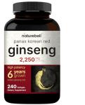 NatureBell Korean Red Ginseng 2,250mg Per Serving, 240 Softgels | Panax Ginseng Root, Standardized to 10% Ginsenosides, Non-GMO, Support Energy, Male Performance, & Immune System