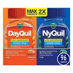 Vicks DayQuil & NyQuil Ultra Concentrated Liquicaps Co-Pack, Cold & Flu Medicine, Powerful Multi-Symptom Daytime & Nighttime Relief for Headache, Fever, Sore Throat, Minor Aches & Pains, & Cough, 96ct
