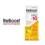 MediNatura ReBoost Zinc +10 MAX Cold & Flu Symptom Relief Fast-Acting, Non-Drowsy Natural Soothing Homeopathic Helps Relieve Whole Body Discomfort, Cough, Fatigue, Congestion - Lemon - 60 Tablets