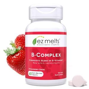 EZ Melts Dissolvable Vitamin B-Complex with Methyl B12 and Methyl Folate, Sugar-Free, 2-Month Supply