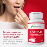 EZ Melts Dissolvable Vitamin B-Complex with Methyl B12 and Methyl Folate, Sugar-Free, 2-Month Supply