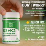Vitamin D3 K2 10,000 IU with Magnesium Glycinate 500mg - Bone Health, Immune Support, Energy & Mood - Non-GMO, Gluten-Free, Sugar-Free Softgels for Women & Men (60 softgels)
