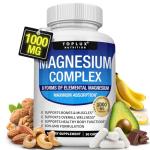 Magnesium Complex Supplement 8 Elemental 1000mg - Magnesium Glycinate, Citrate, Malate, Taurate, Chelated for Easy Absorption for Bones, Muscle, Recovery, Energy, Vegan Non-GMO 90 Capsules