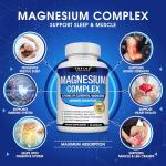 Magnesium Complex Supplement 8 Elemental 1000mg - Magnesium Glycinate, Citrate, Malate, Taurate, Chelated for Easy Absorption for Bones, Muscle, Recovery, Energy, Vegan Non-GMO 90 Capsules