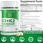 Vitamin D3 K2 10,000 IU with Magnesium Glycinate 500mg - Bone Health, Immune Support, Energy & Mood - Non-GMO, Gluten-Free, Sugar-Free Softgels for Women & Men (60 softgels)
