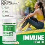 Vitamin D3 K2 10,000 IU with Magnesium Glycinate 500mg - Bone Health, Immune Support, Energy & Mood - Non-GMO, Gluten-Free, Sugar-Free Softgels for Women & Men (60 softgels)