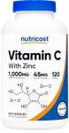 Nutricost Vitamin C with Zinc Capsules, 120 Servings - 1000mg, 45mg Zinc, Non-GMO, Gluten Free Vitamin C Supplement