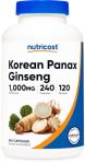 Nutricost Korean Ginseng 1000mg Serving, 240 Capsules - 500mg Per Capsule, 120 Servings - Korean Panax Red Ginseng - Gluten Free & Non-GMO