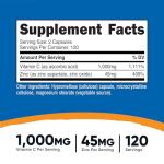 Nutricost Vitamin C with Zinc Capsules, 120 Servings - 1000mg, 45mg Zinc, Non-GMO, Gluten Free Vitamin C Supplement