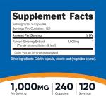 Nutricost Korean Ginseng 1000mg Serving, 240 Capsules - 500mg Per Capsule, 120 Servings - Korean Panax Red Ginseng - Gluten Free & Non-GMO