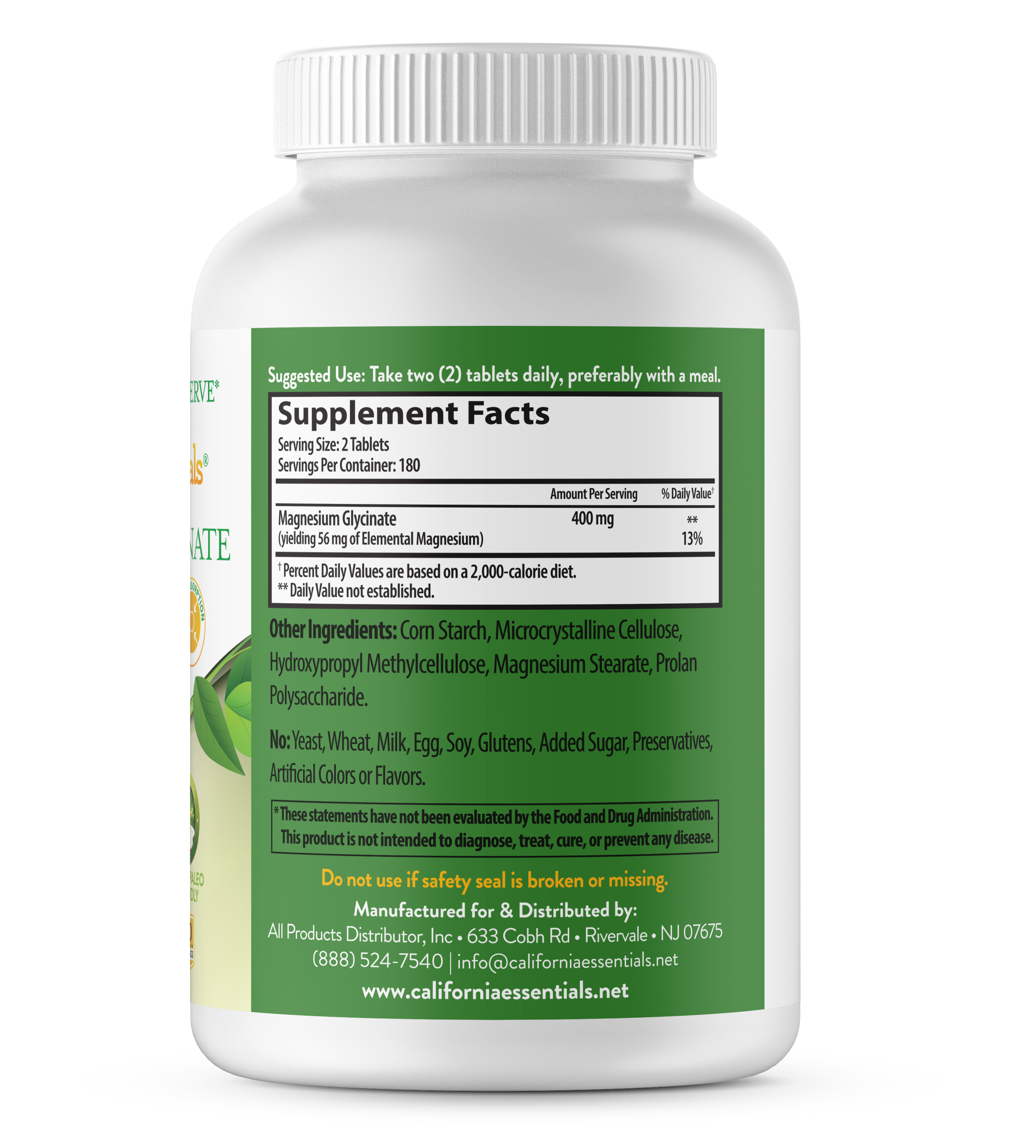 360 Tablets of Magnesium Glycinate for Bone and Joint Support