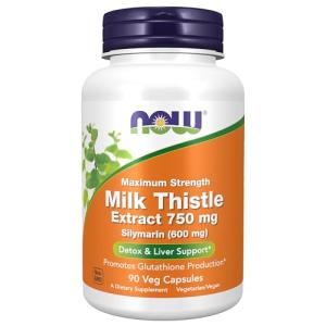 NOW Foods Milk Thistle Extract 750 mg Silymarin (600 mg), Maximum Strength - 90 Veg Capsules