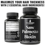 Saw Palmetto + Biotin Advanced 2-in-1 Combo for Hair Growth. Vegan Capsules Supplement with Natural Saw Palmetto Extract + 10000mcg Biotin. Hair Loss and Regrowth Pills for Men and Women. DHT Blocker