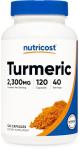 Nutricost Turmeric Curcumin with BioPerine and 95% Curcuminoids, 2300mg, 120 Capsules, Veggie Capsules, 767mg Per Cap, 40 Servings, Gluten Free, Non-GMO